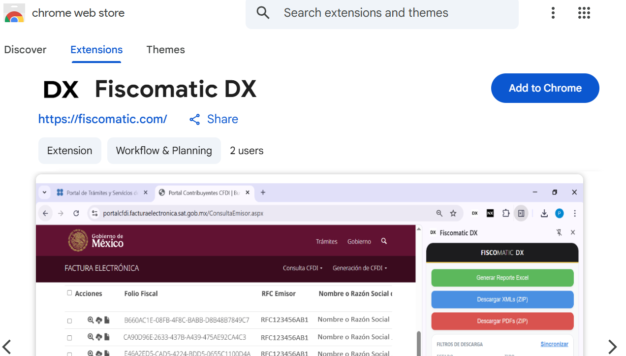 Fiscomatic DX en Chrome Web Store